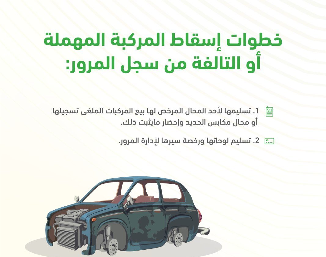 خطوات إسقاط المركبات القديمة في السعودية بدون دفع أي رسوم مجانا 100%