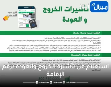 استعلام عن تأشيرة الخروج والعودة برقم الإقامة