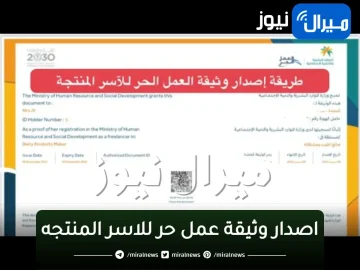 اصدار وثيقة عمل حر للاسر المنتجه