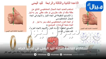 تستخدم القاعدة الثالثة لليد اليمنى في تحديد اتجاه