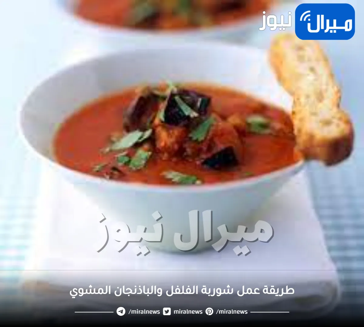 طريقة عمل شوربة الفلفل والباذنجان المشوي