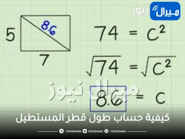 كيفية حساب طول قطر المستطيل