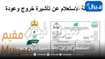 استعلام عام عن حالة تاشيرة خروج وعودة برقم الاقامة