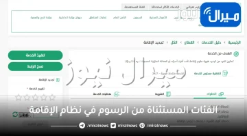 الفئات المستثناة من الرسوم في نظام الإقامة