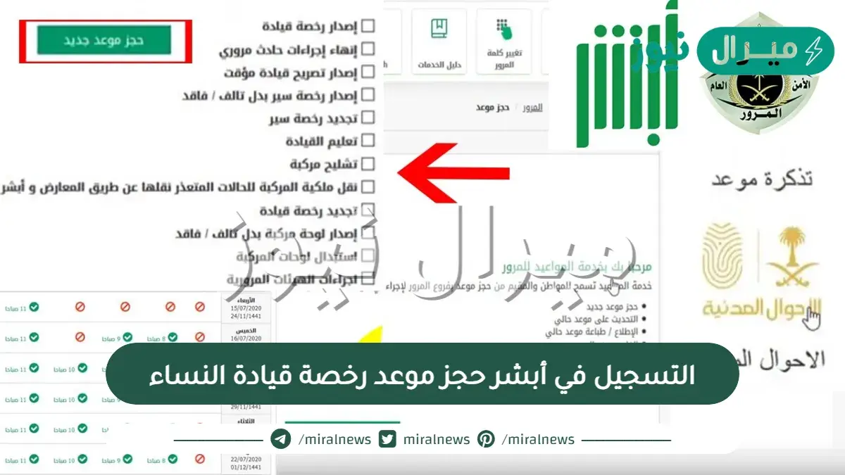 طريقة التسجيل في أبشر حجز موعد رخصة قيادة النساء