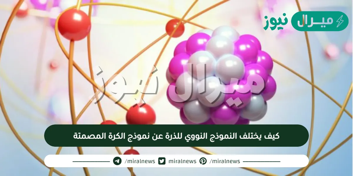 كيف يختلف النموذج النووي للذرة عن نموذج الكرة المصمتة
