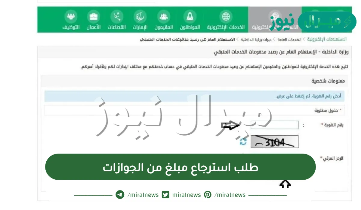 طلب استرجاع مبلغ من الجوازات