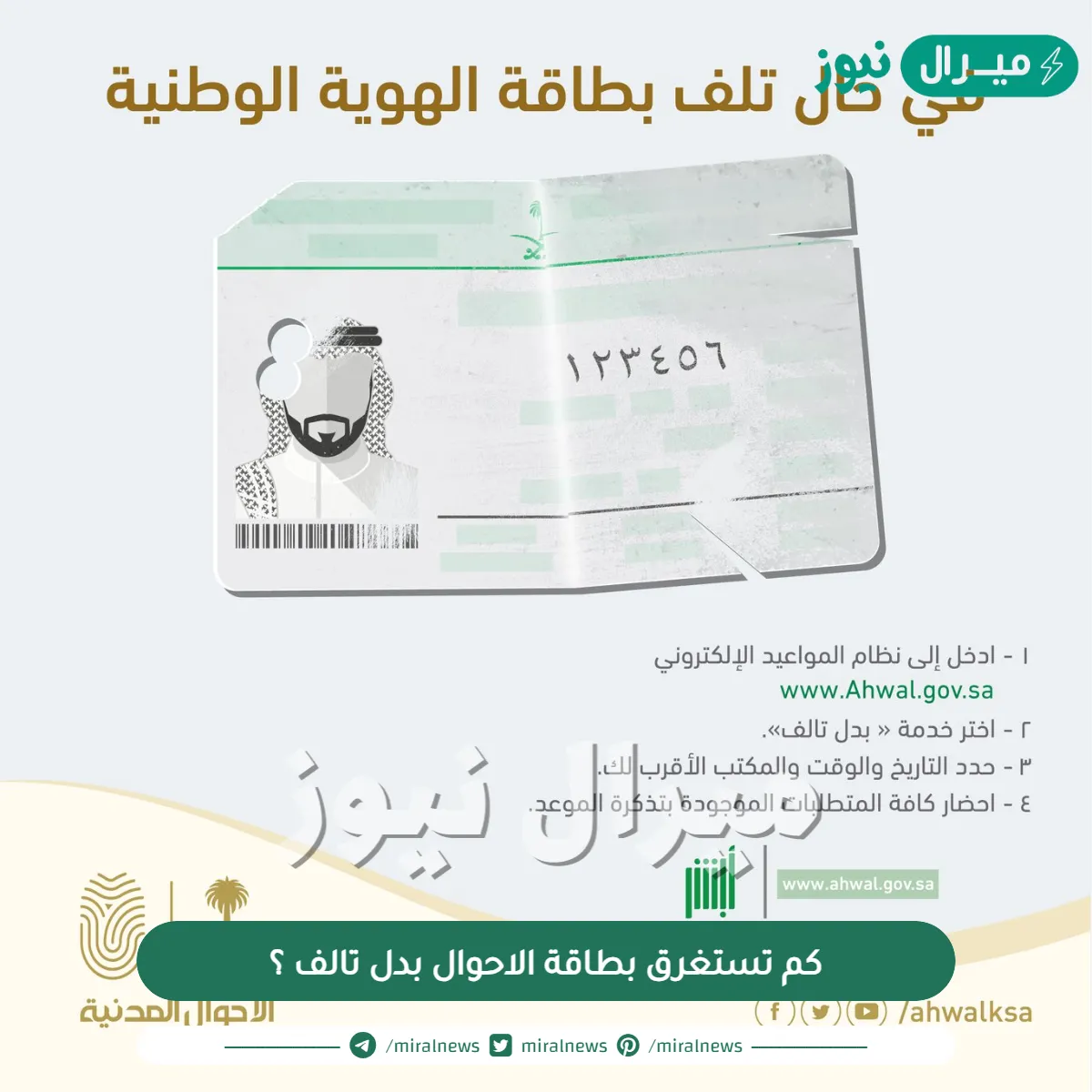 كم تستغرق بطاقة الاحوال بدل تالف ؟