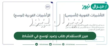 مبرر الاستقدام طلب رصيد توسع في النشاط