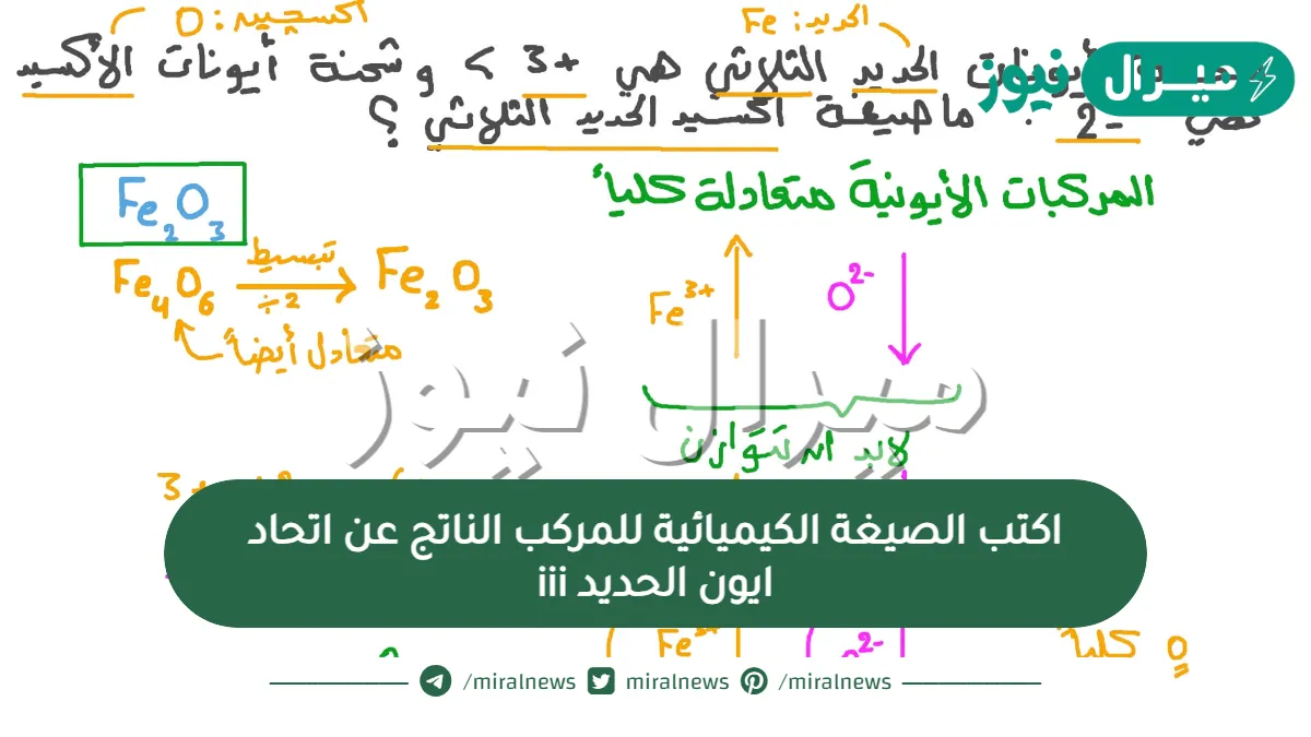 اكتب الصيغة الكيميائية للمركب الناتج عن اتحاد ايون الحديد iii