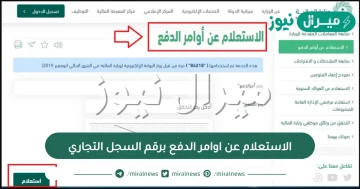 الاستعلام عن اوامر الدفع برقم السجل التجاري