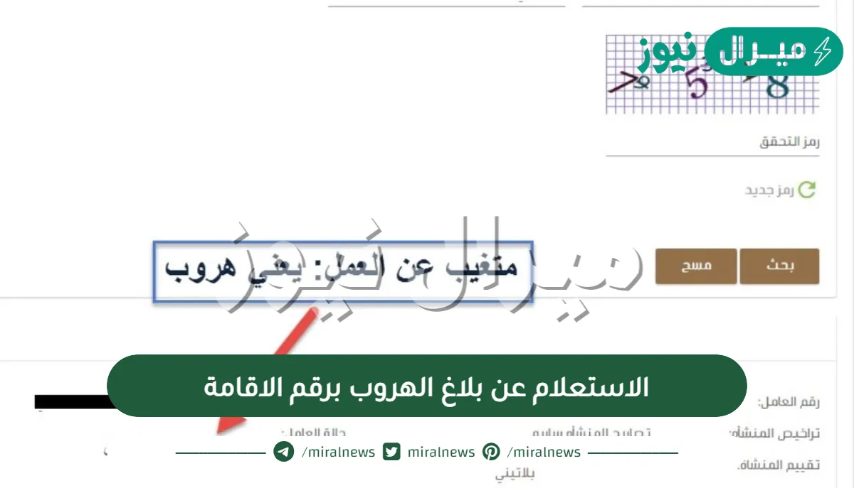 الاستعلام عن بلاغ الهروب برقم الاقامة