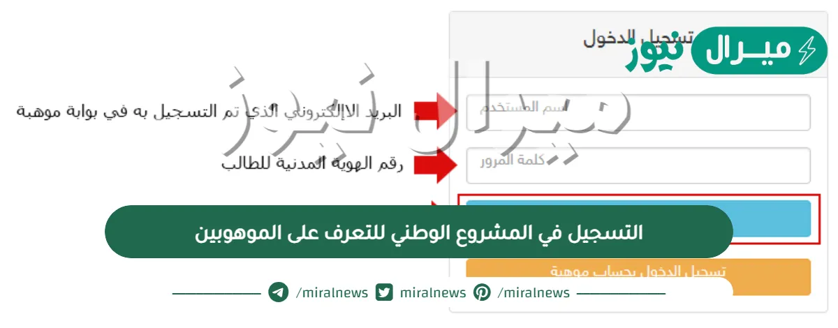 التسجيل في المشروع الوطني للتعرف على الموهوبين