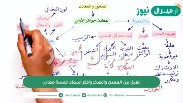 الفرق بين المعدن والصخر واذكر اسماء خمسة معادن