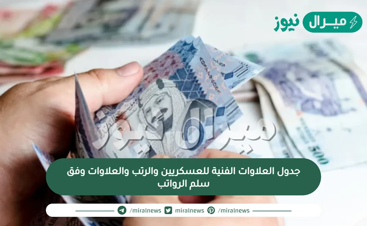 جدول العلاوات الفنية للعسكريين والرتب والعلاوات وفق سلم الرواتب