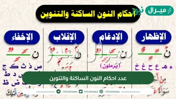 عدد احكام النون الساكنة والتنوين