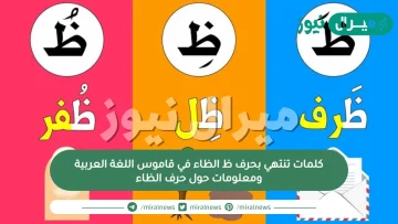 كلمات تنتهي بحرف ظ الظاء في قاموس اللغة العربية ومعلومات حول حرف الظاء