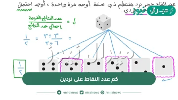 كم عدد النقاط على نردين