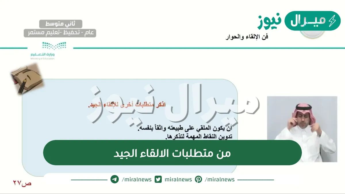 من متطلبات الالقاء الجيد