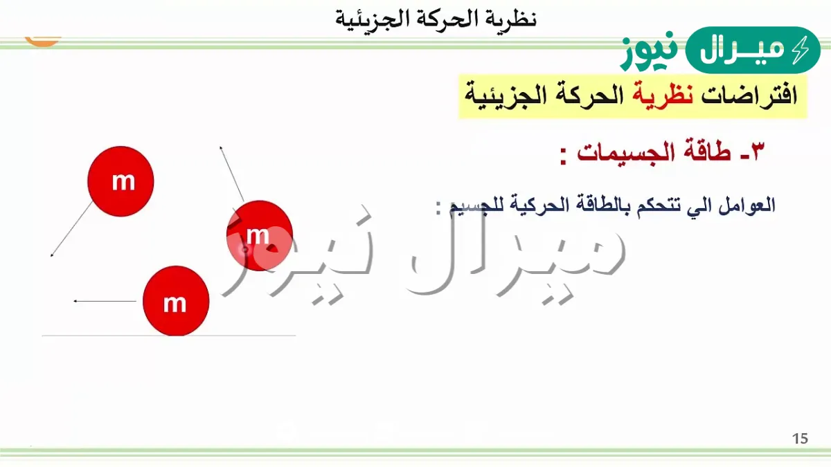 اذكر افتراضات نظرية الحركة الجزيئية