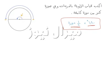 اكتب قياس كل زاوية بالدرجات وبالدورات