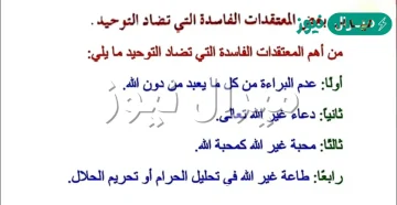 ابين بعض المعتقدات التي تضاد التوحيد