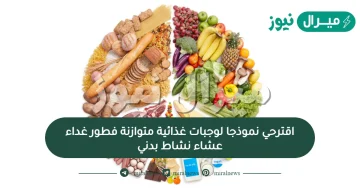 اقترحي نموذجا لوجبات غذائية متوازنة فطور غداء عشاء نشاط بدني