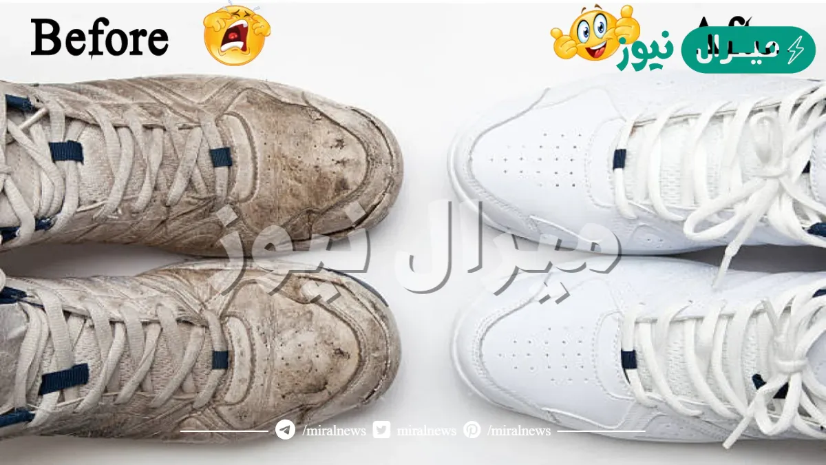 بدون دعك ولا مجهود تنظيف الكوتشى البيض بمكون سحري ميخطرش على بالك في 5 دقائق بس