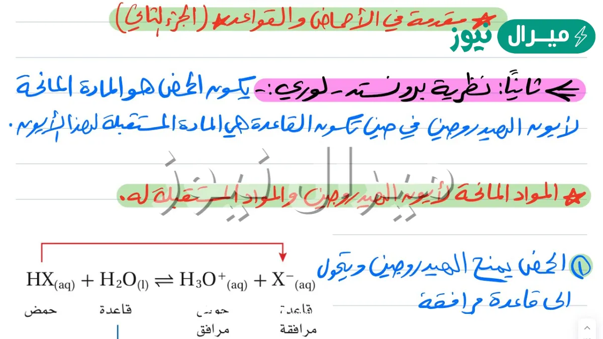 حدد الايونات التي تنتجها كل من الاحماض والقواعد في الماء