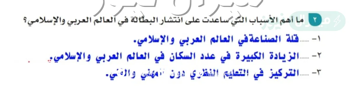من الاسباب التي ساعدت على انتشار البطاله في العالم العربي والاسلامي