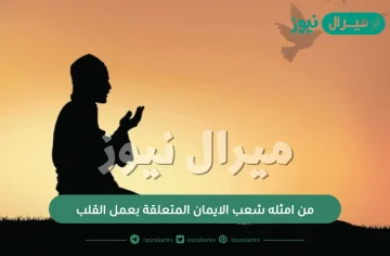 من امثله شعب الايمان المتعلقة بعمل القلب