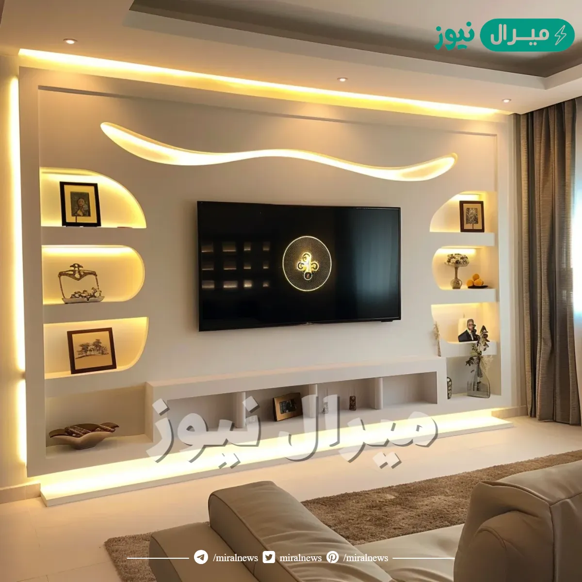 أجمل ديكورات جبسون بورد تلفزيون مميزة جدا