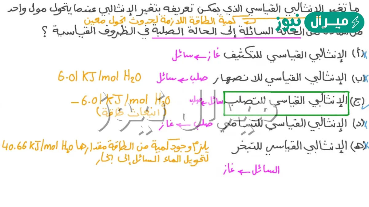 تحول الماده من الحاله السائله الى الحاله الغازيه يسمى