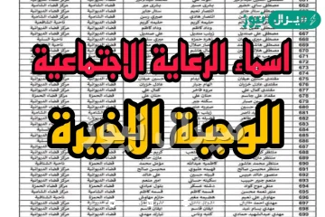 الكشوفات الآن pdf أسماء المشمولين بالرعاية الاجتماعية الوجبة الأخيرة العراق ادخل دور على اسمك