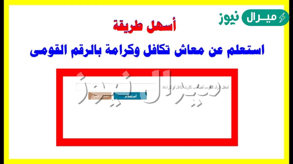 ” استعلم الآن” الاستعلام عن معاش تكافل وكرامة بالرقم القومي وأبرز شروط الحصول عليه