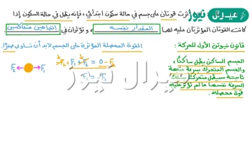 اذا اثرت قوتان متساويتان في جسم ما في اتجاهين