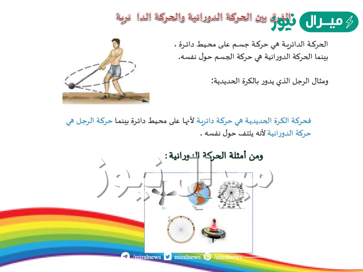 الفرق بين الحركه الدورانيه والحركه الدائريه