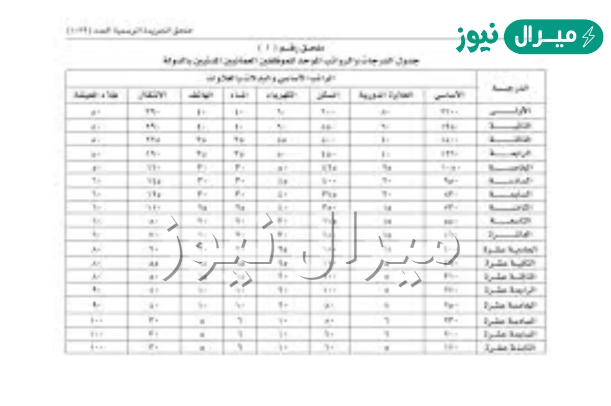 جدول الدرجات المالية في سلطنة عمان