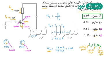 رأس السهم في رمز الترانزستور يرسم على