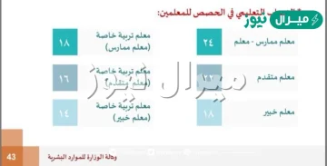 ما هو النصاب التعليمي للمعلم المتقدم