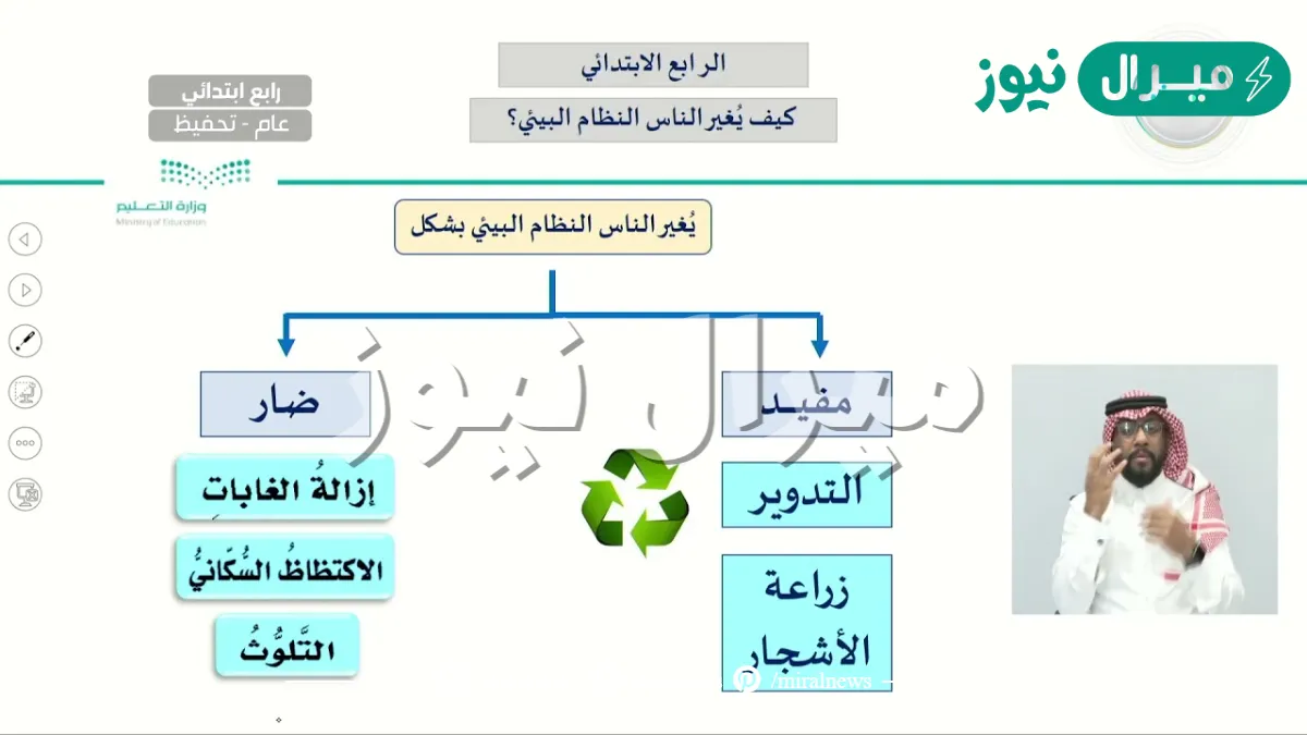 أسباب تغير النظام البيئي الصف الرابع