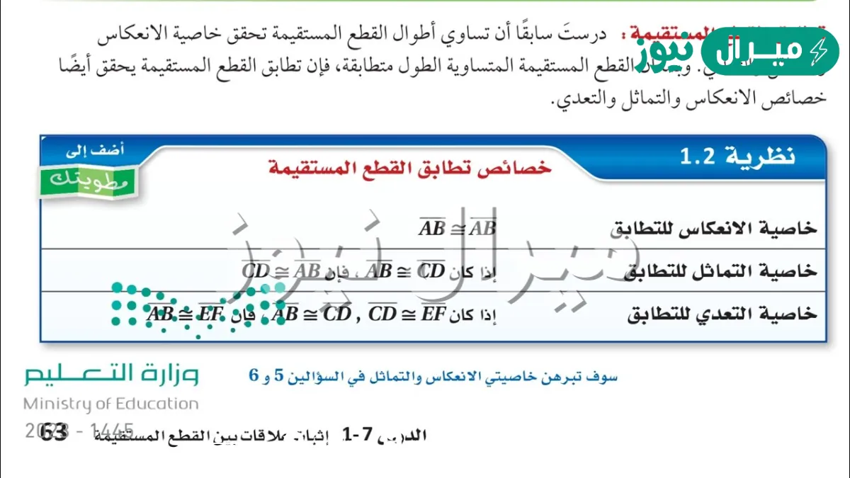 ما هي خاصية التعدي في التطابق