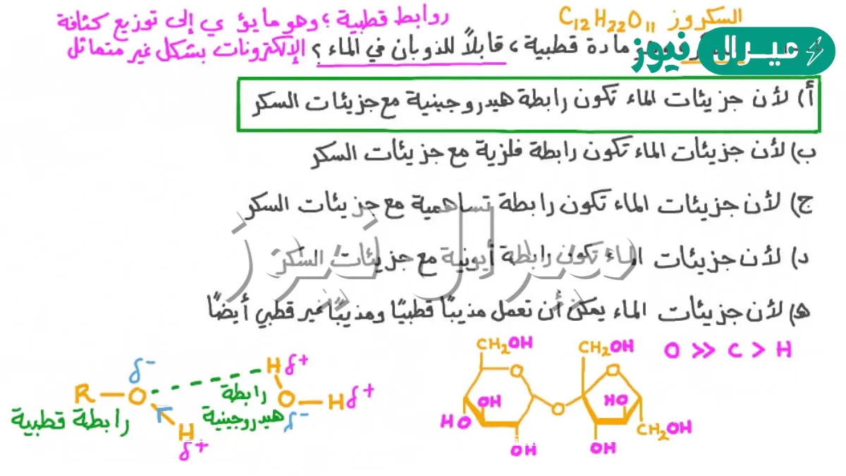هل الجلوكوز يذوب في الماء