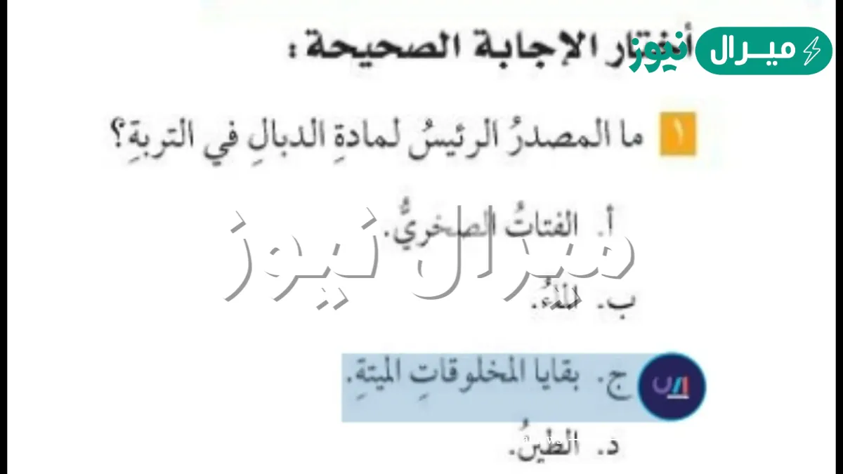 المصدر الرئيسي لماده الدبال في التربه