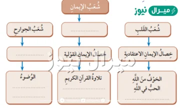 انواع شعب الايمان ثلاثه هي شعب القلب وشعب اللسان وشعب الجوارح