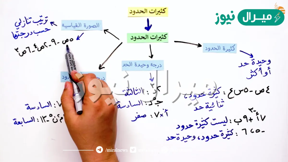 حل درس كثيرات الحدود ثالث متوسط