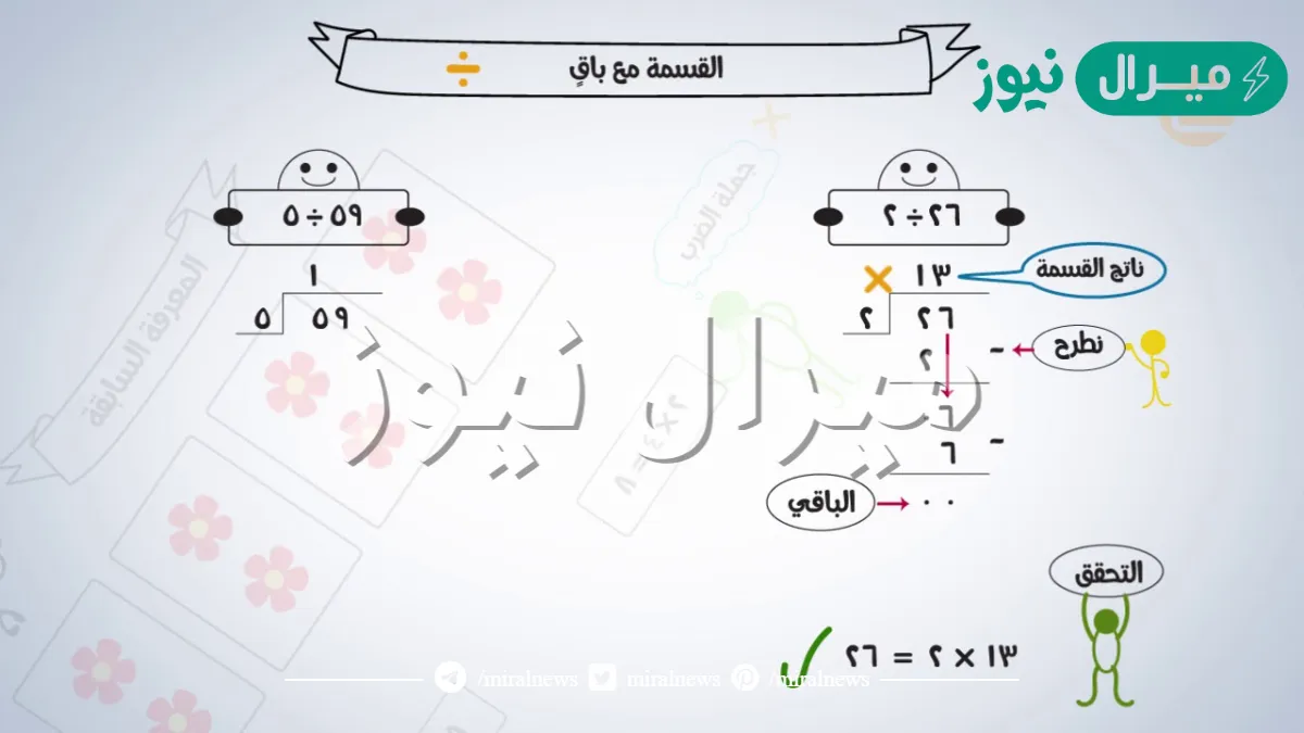 شرح درس القسمة مع باق للصف الرابع