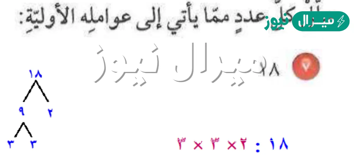 عند تحليل العدد ١٨ الى عوامله الأولية