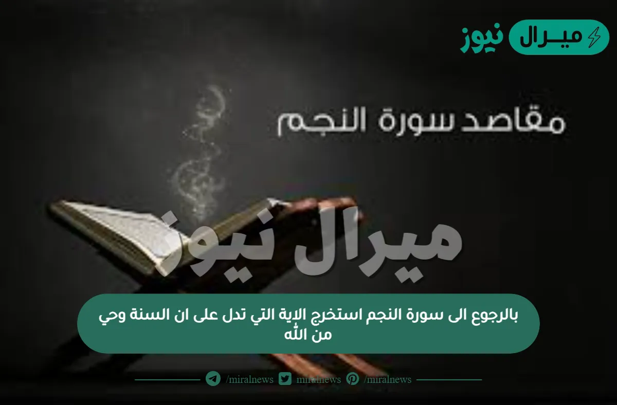 بالرجوع الى سورة النجم استخرج الاية التي تدل على ان السنة وحي من الله