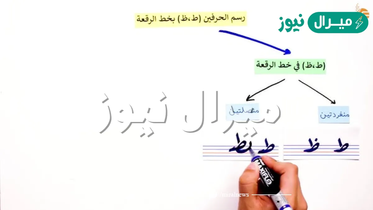 حرف الطاء يكون جسمه الأصلي في خط الرقعة مثل حرف